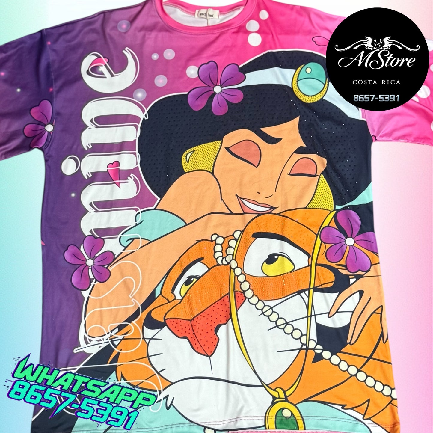 Blusón Oversize PRB Jazmin Morada Fucsia Tela piel de durazno