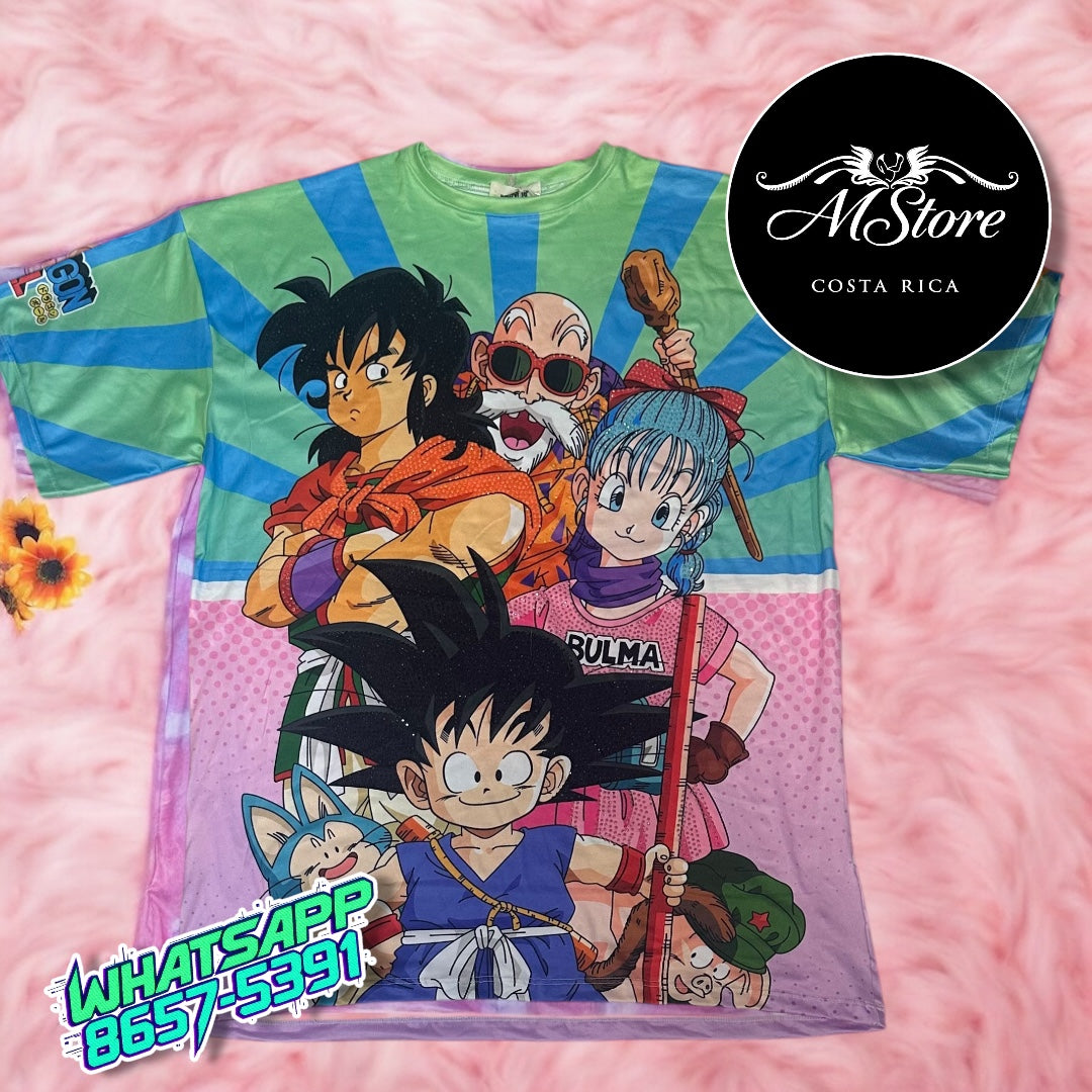 Blusón Oversize Dragon Ball Amigos Tela piel de Durazno