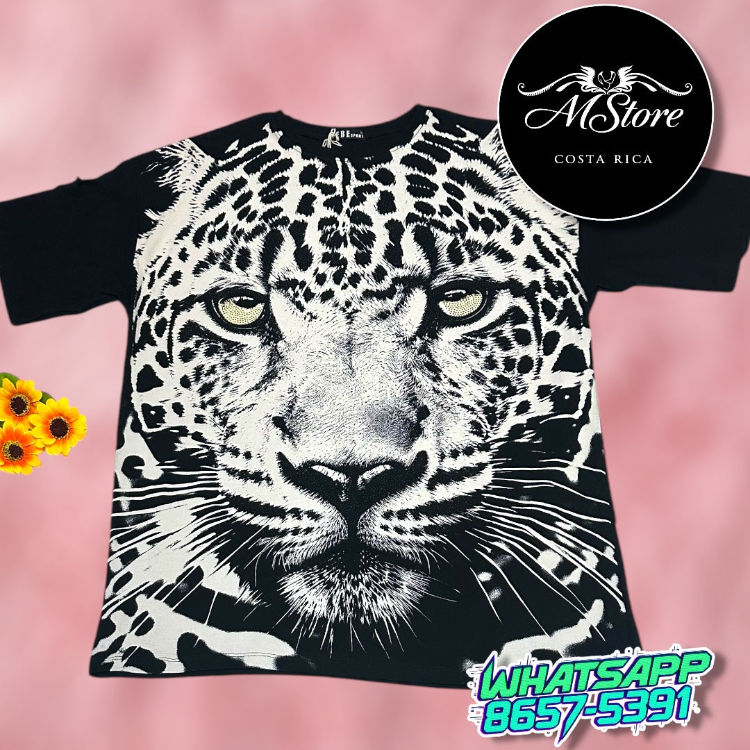 Blusón Oversize Jaguar negro Tela Fria