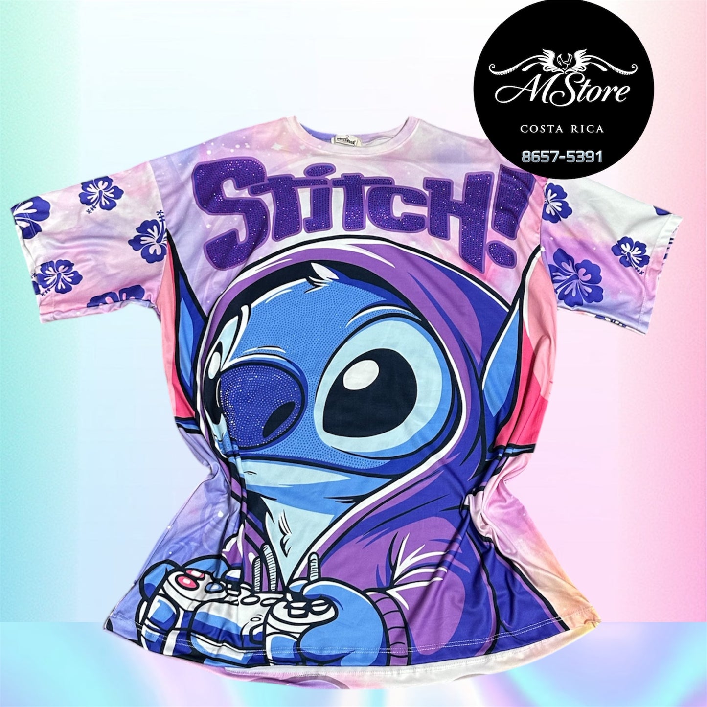 Blusón Oversize St Stitch Video Juego Tela Piel de durazno