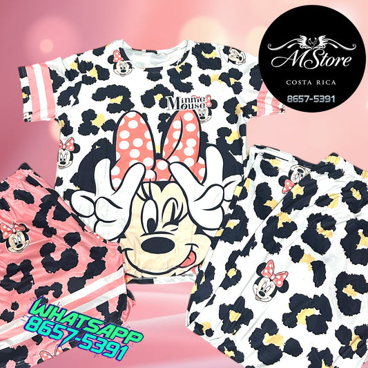 Pijama Plus Minnie Lazo Rosado Print Trio