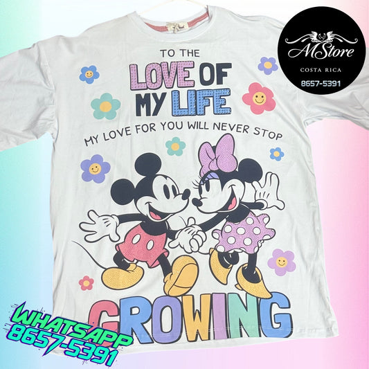 Blusón Oversize MMB Mickey Love Blanco Tela Fria
