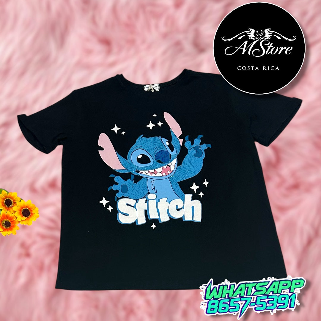 Corte L Stitch de lado negro Tela Fría