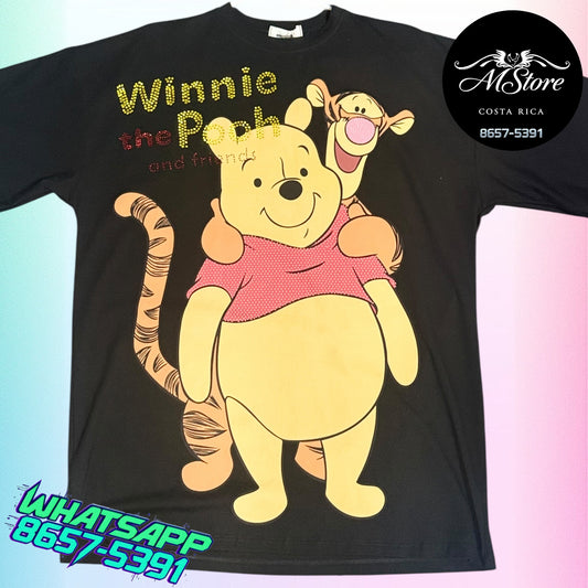 Blusón Oversize WPB Winnie Pooh Tiger Negro Tela Fria