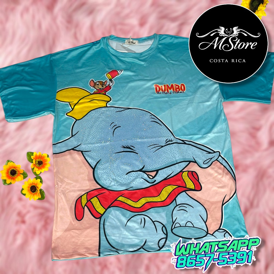 Blusón Oversize Dumbo Celeste Tela Piel de Durazno