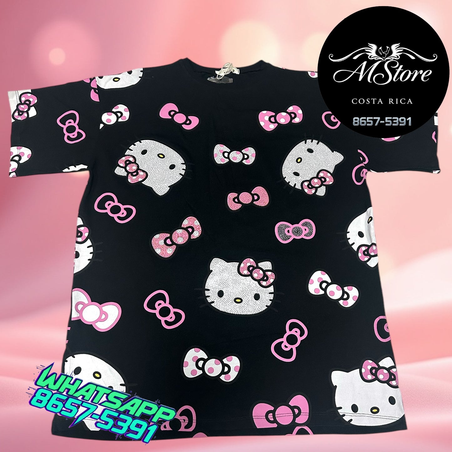 Blusón Oversize Hello Kitty Lazitos NegroTela Fría