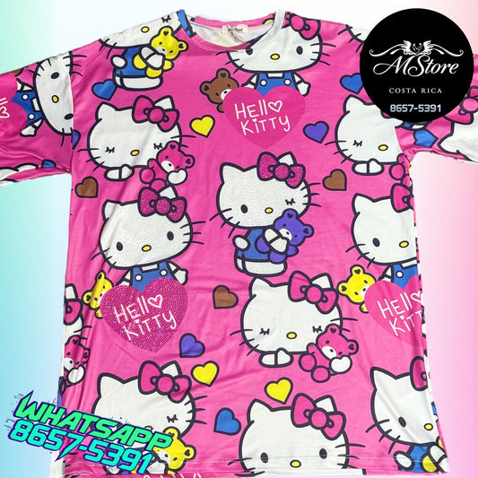 Blusón Oversize HKB Hello Kittys Rosa Tela Piel de Durazno