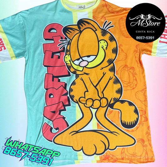 Blusón Oversize GARFB Garfield Verde Agua Tela piel de durazno