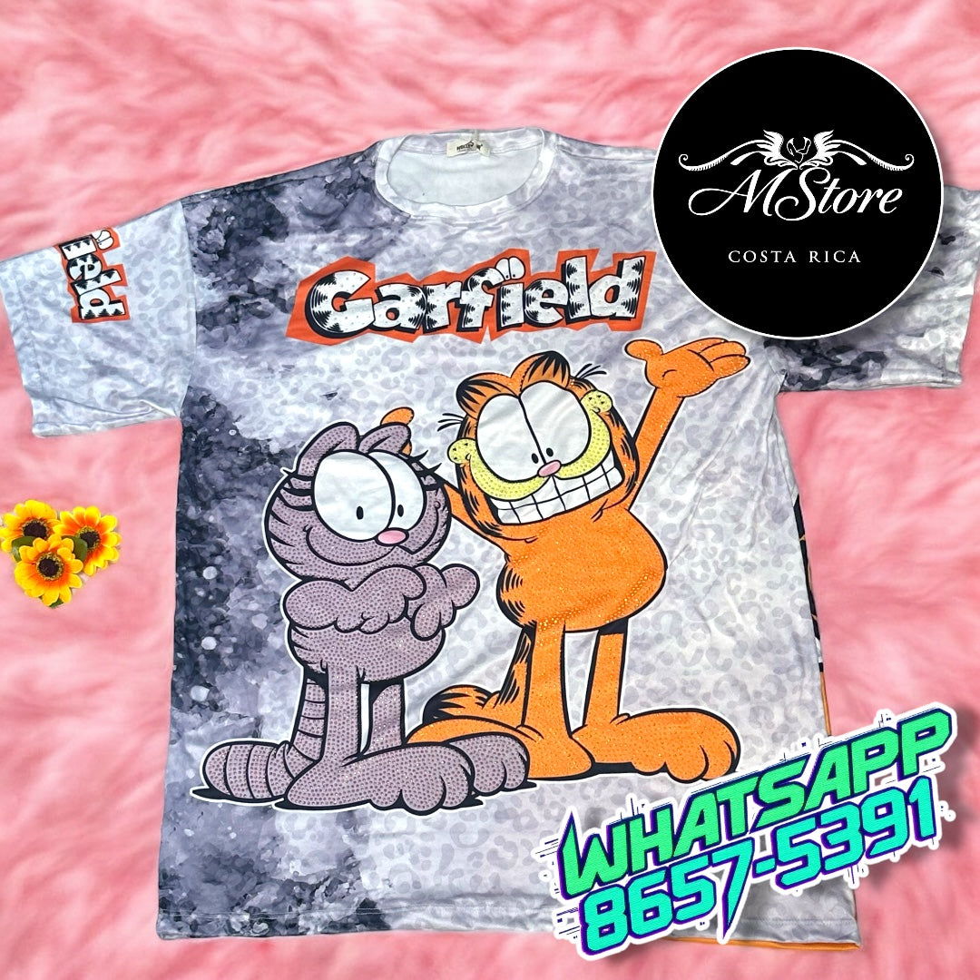 Blusón Oversize Garfiel Nermal Tela Piel de Durazno