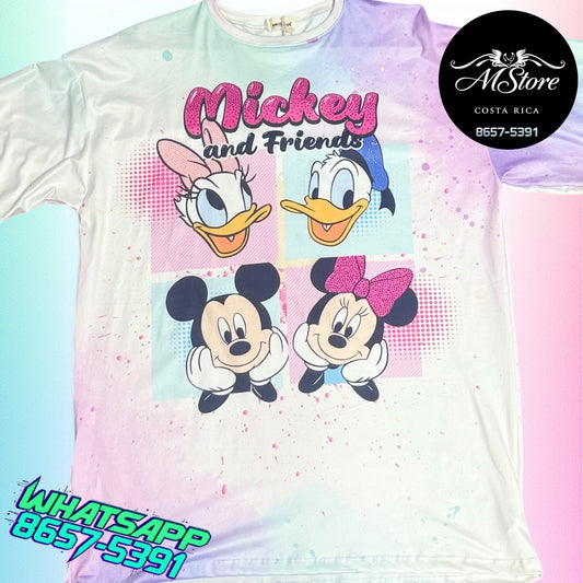 Blusón Oversize MMB  Mickey and Friends Thai Dahy Tela Piel de Durazno