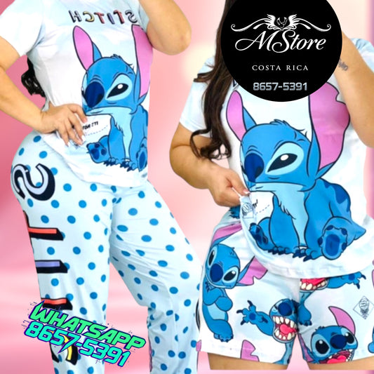 Pijama Plus Stitch Trio Celeste