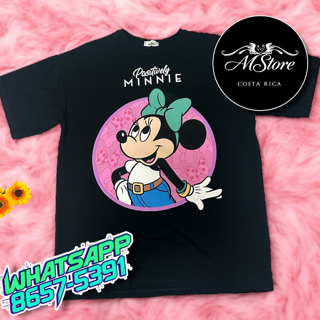 Blusón Oversize Minnie Positiva Negro Tela Fría