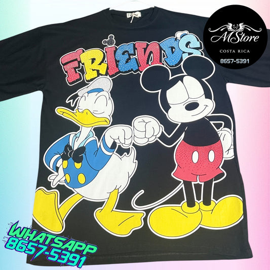 Blusón Oversize MMB Donald Mickey Compis Negro Tela Fria