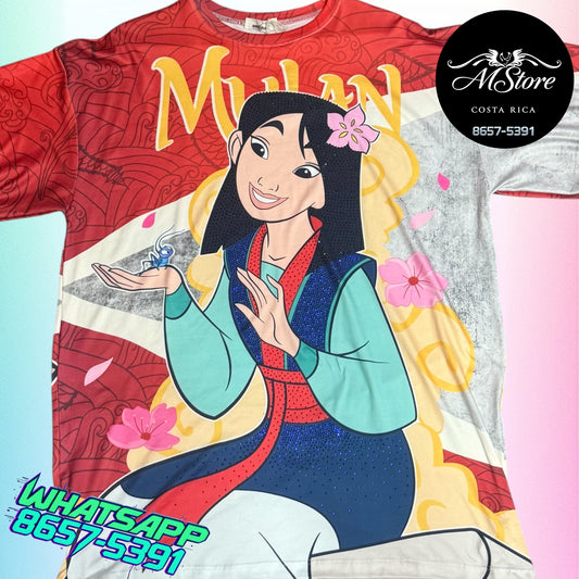 Blusón Oversize PRB Mulan Sentada Rojo Gris Tela piel de durazno