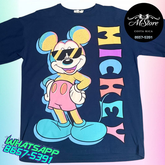 Blusón Oversize MMB Mickey Lentes Azul Tela Fria