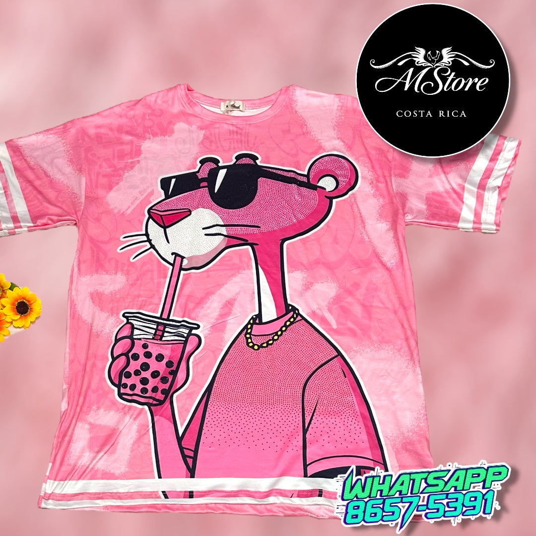 Blusón Oversize Pantera Lentes Tela piel de durazno