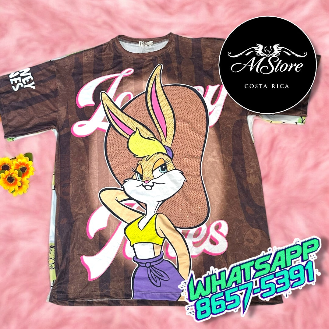 Blusón Oversize Lola Bunny Cafe Tela Piel de Durazno