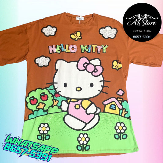 Blusón Oversize HKB Hello Kitty Terracota Tela Fría