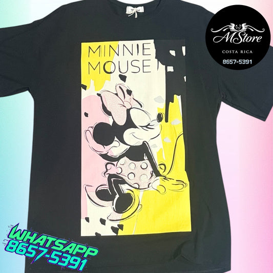 Blusón Oversize MMB Minnie Sentada Negro Tela Fria