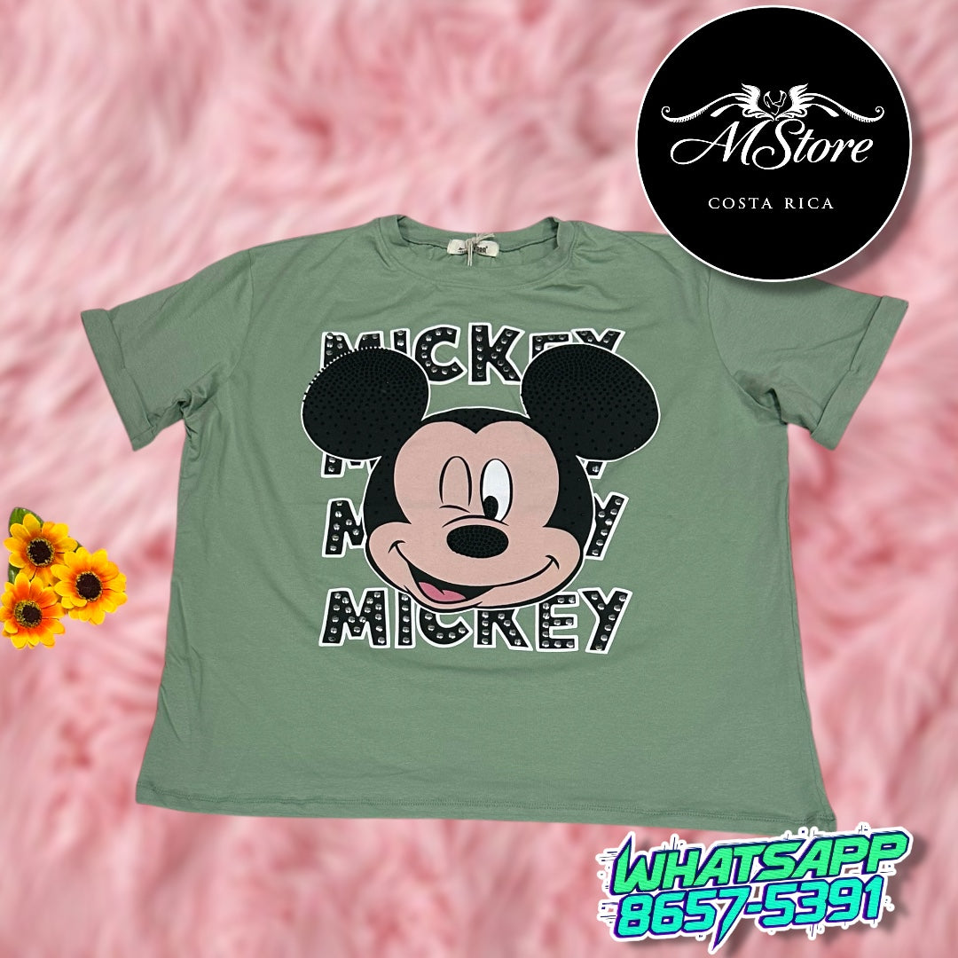 Corte L Mickey Carota Pistacho Tela Fría