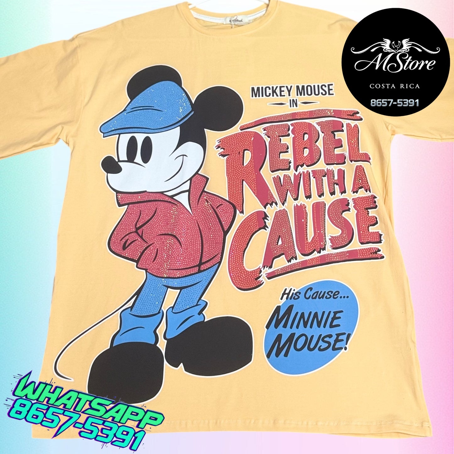 Blusón Oversize MMB Mickey Rebel Mandarina Tela Fria