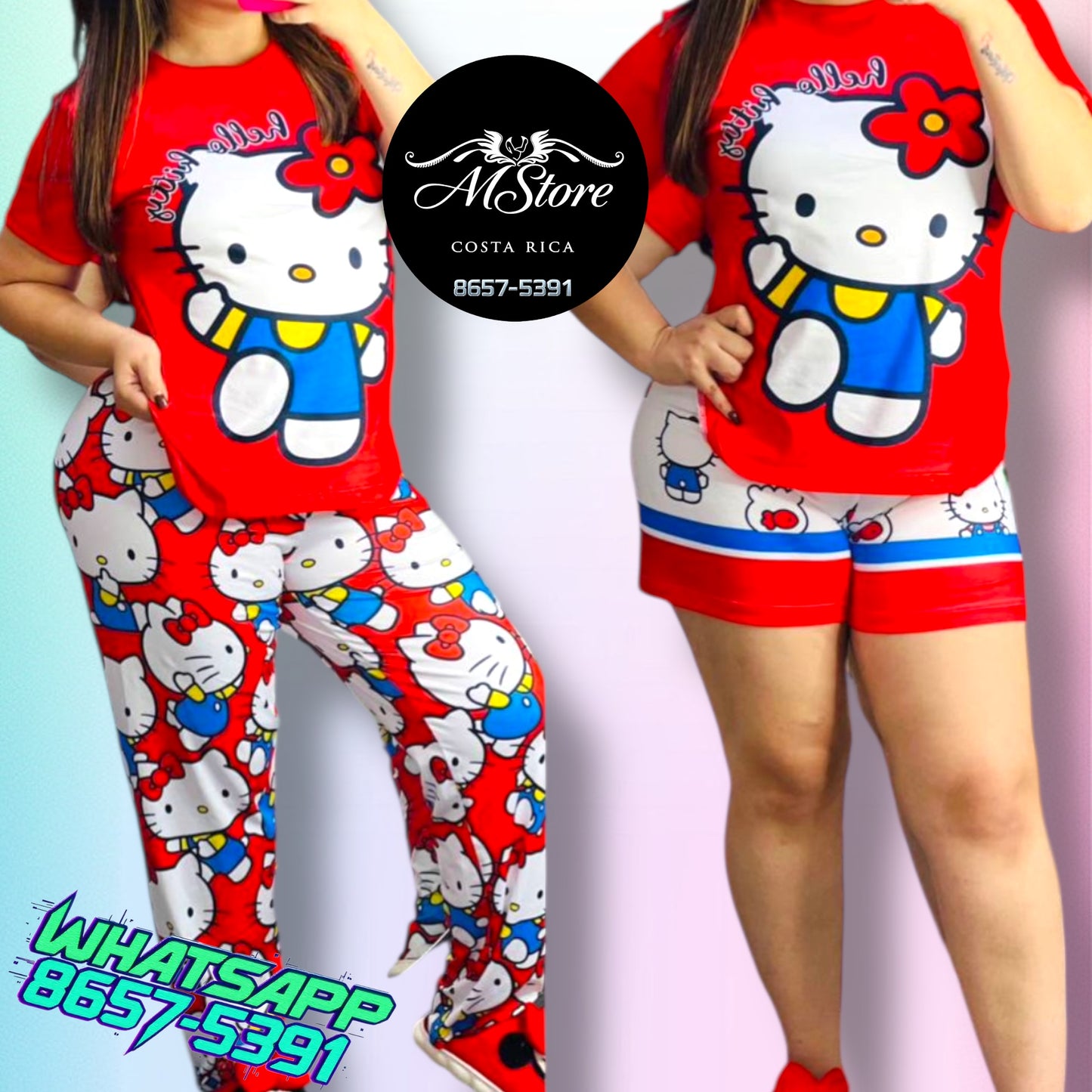 Pijama Plus Trio Hello Kitty Roja