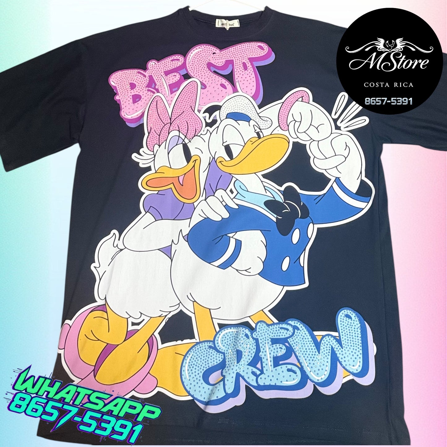 Blusón Oversize MMB Donald Daisy Negro Tela Fria