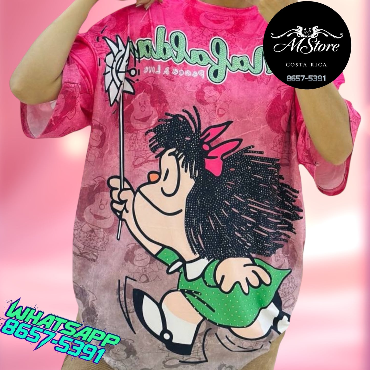 Blusón Oversize Mafalda Rosa Tela piel de durazno