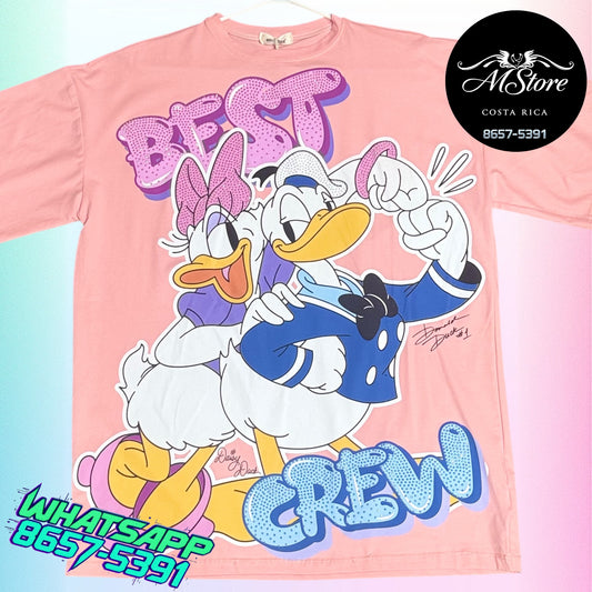 Blusón Oversize MMB Daisy Donald Palo Rosa Tela Fria