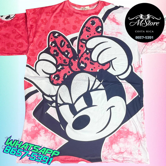 Blusón Oversize MMB  Minnie Roja Coquet Tela piel de durazno