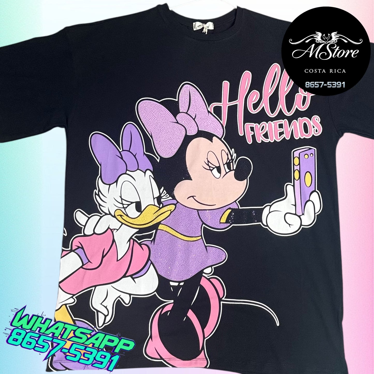 Blusón Oversize MMB Minnie Daisy Cel Negro Tela fria