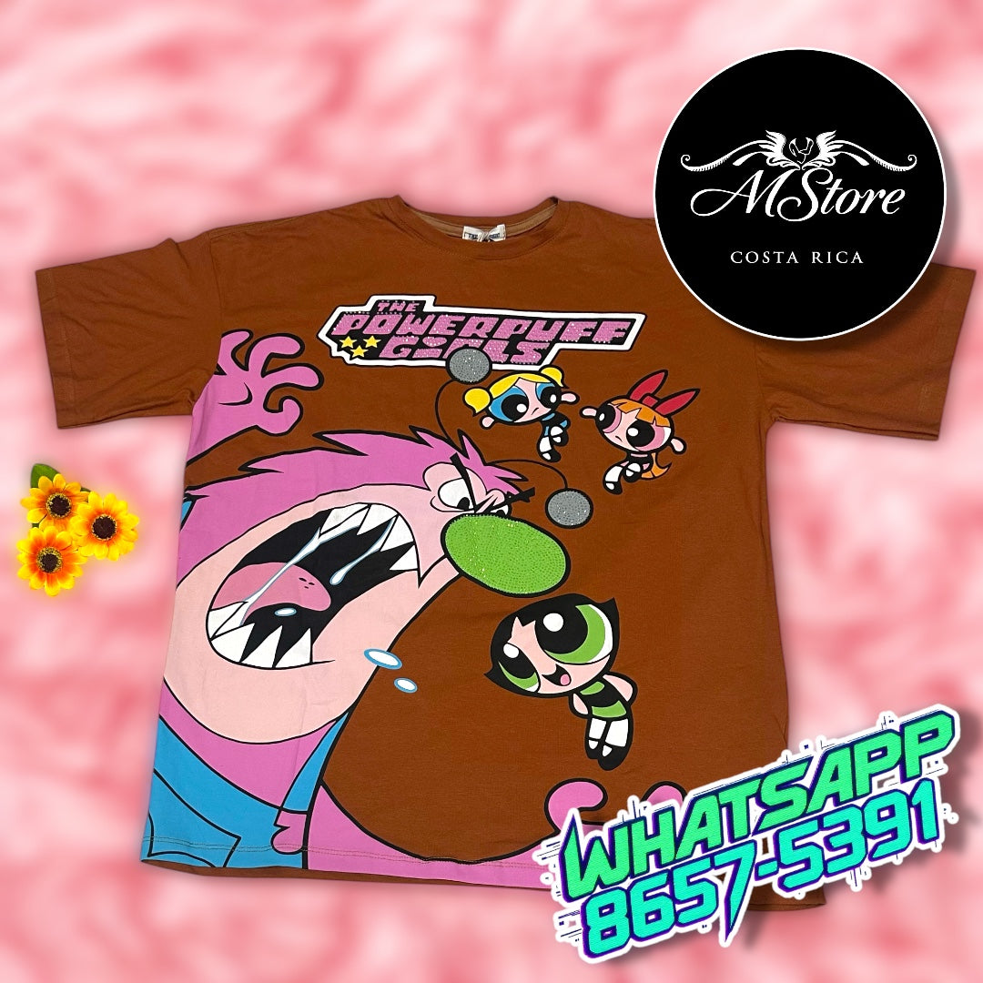 Blusón Oversize Chicas Super Poderosas Terracota Tela Fría