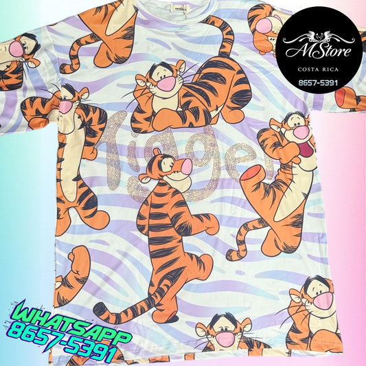Blusón Oversize WPB Tiger Lila Tela piel de durazno
