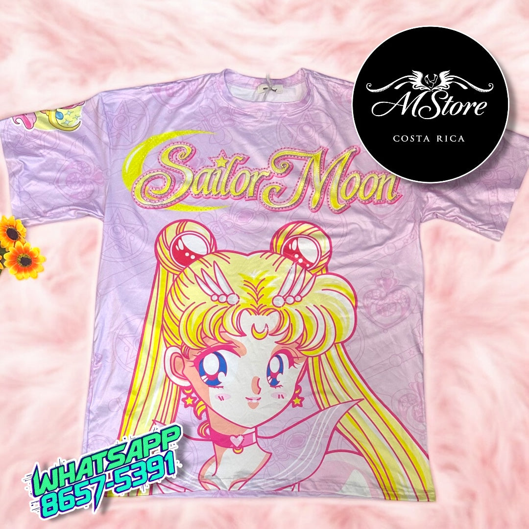 Blusón Oversize Sailor Moon Rosa Tela piel de Durazno