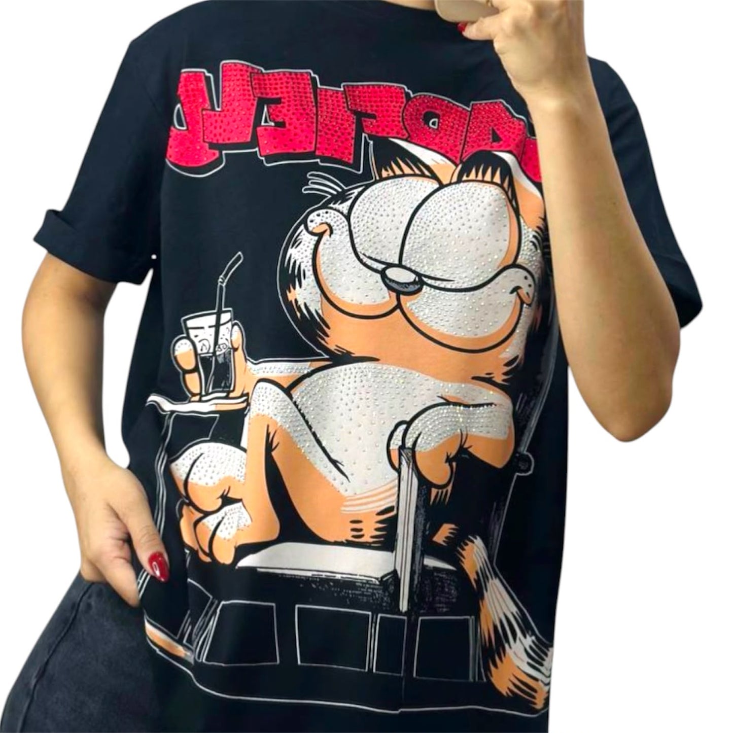Blusa Corte L Garfield Sentado Negro