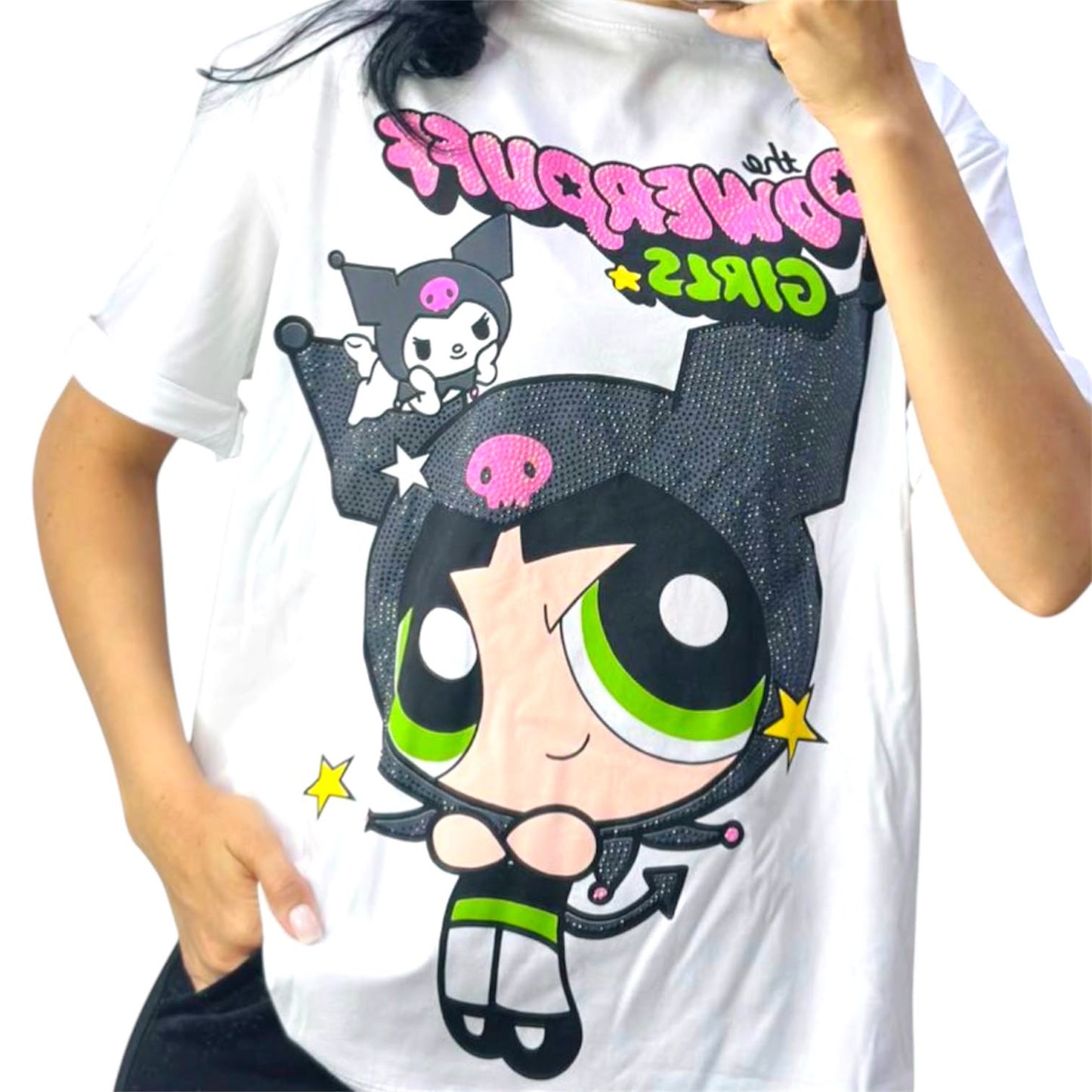 Blusa Corte L Bellota Kuromi Blanco