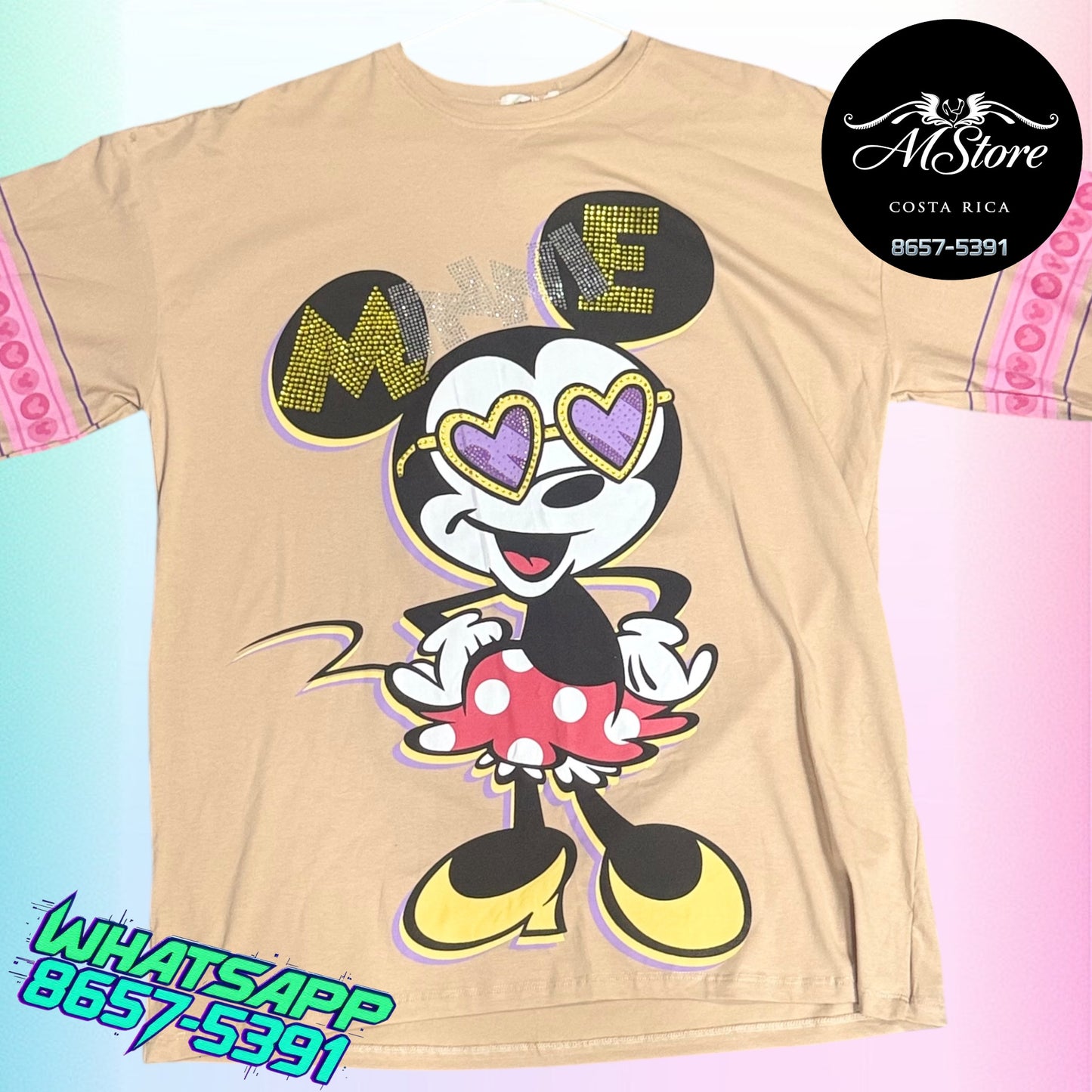 Blusón Oversize MMB Mickey Lentes 💛 Beige Tela Fria