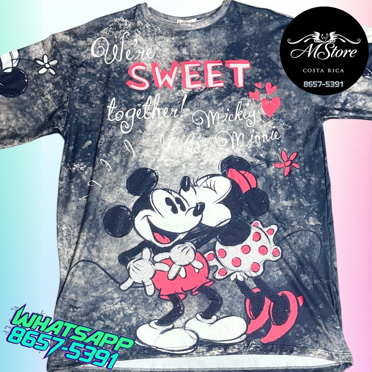 Blusón Oversize MMB Mickey Minnie Sweet Tela piel de durazno
