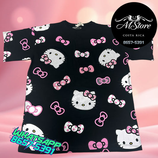 Blusón Oversize Hello Kitty Lazitos NegroTela Fría