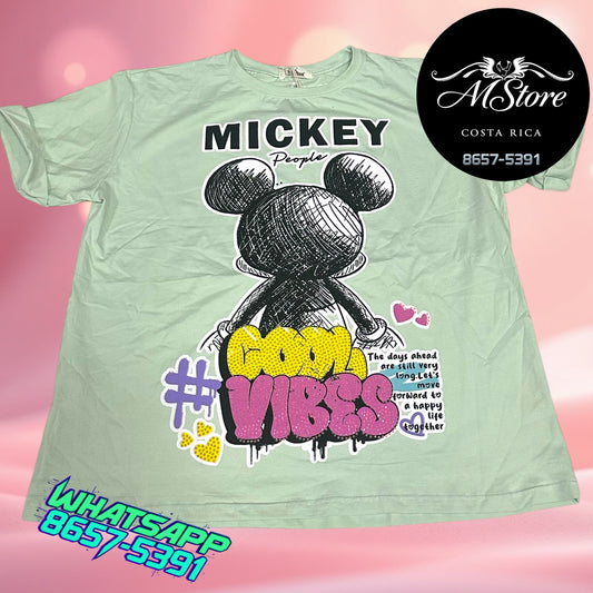 Corte L Mickey de espalda Pistacho Tela Fría