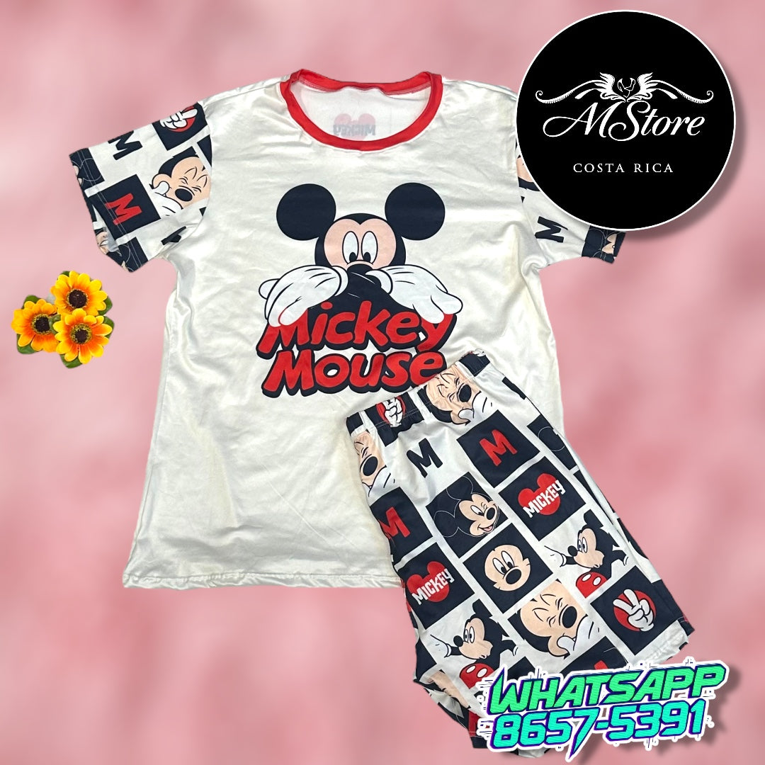 Pijama Plus Mickey Cuadritos Blanco Short