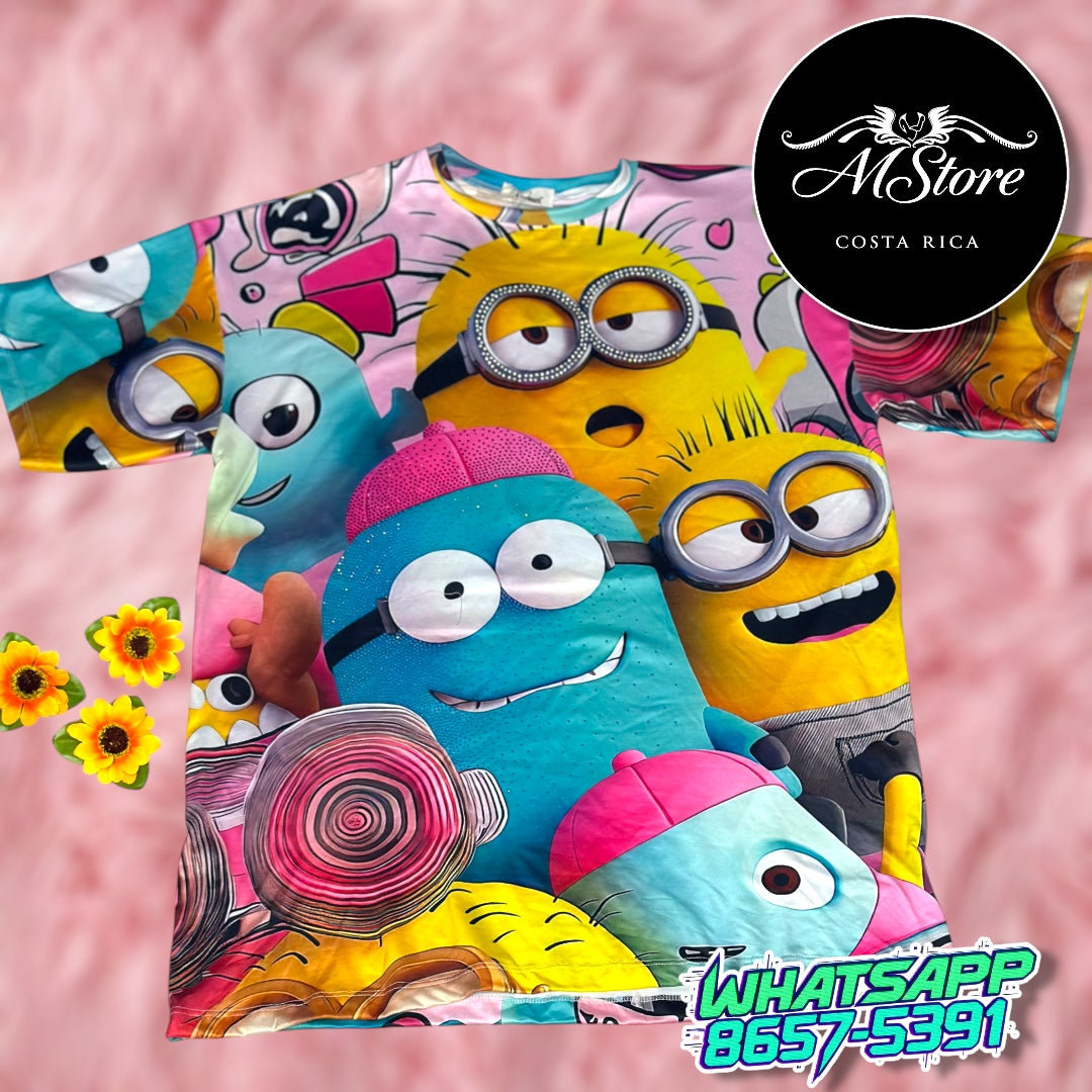 Blusón Oversize Minions Tela Piel de Durazno