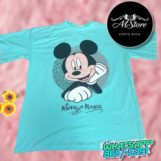 Blusón Oversize Mickey Menta Tela Fría