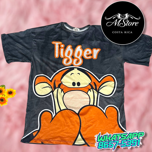 Blusón Oversize Tigger Negro Tela piel de Durazno