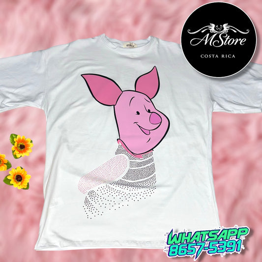 Blusón Oversize Piglet Blanco Tela Fría