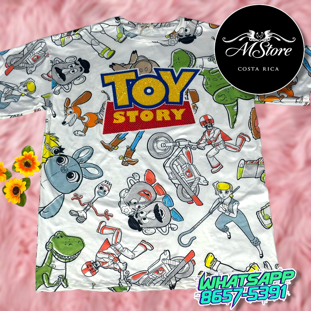 Blusón Oversize Toy Story Rex Blanca Tela Piel de Durazno