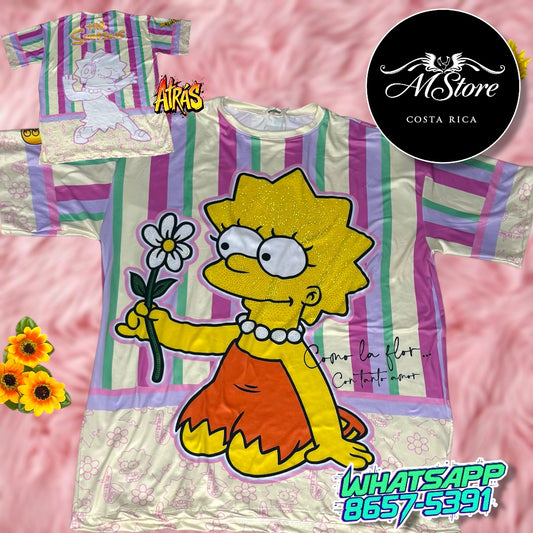 Blusón Oversize Lisa Simpson Tela Piel de Durazno