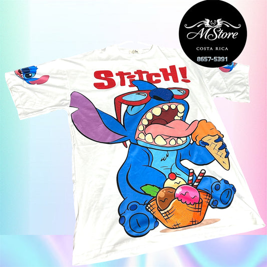 Blusón Oversize St Stitch Helado Blanco Tela Piel de durazno