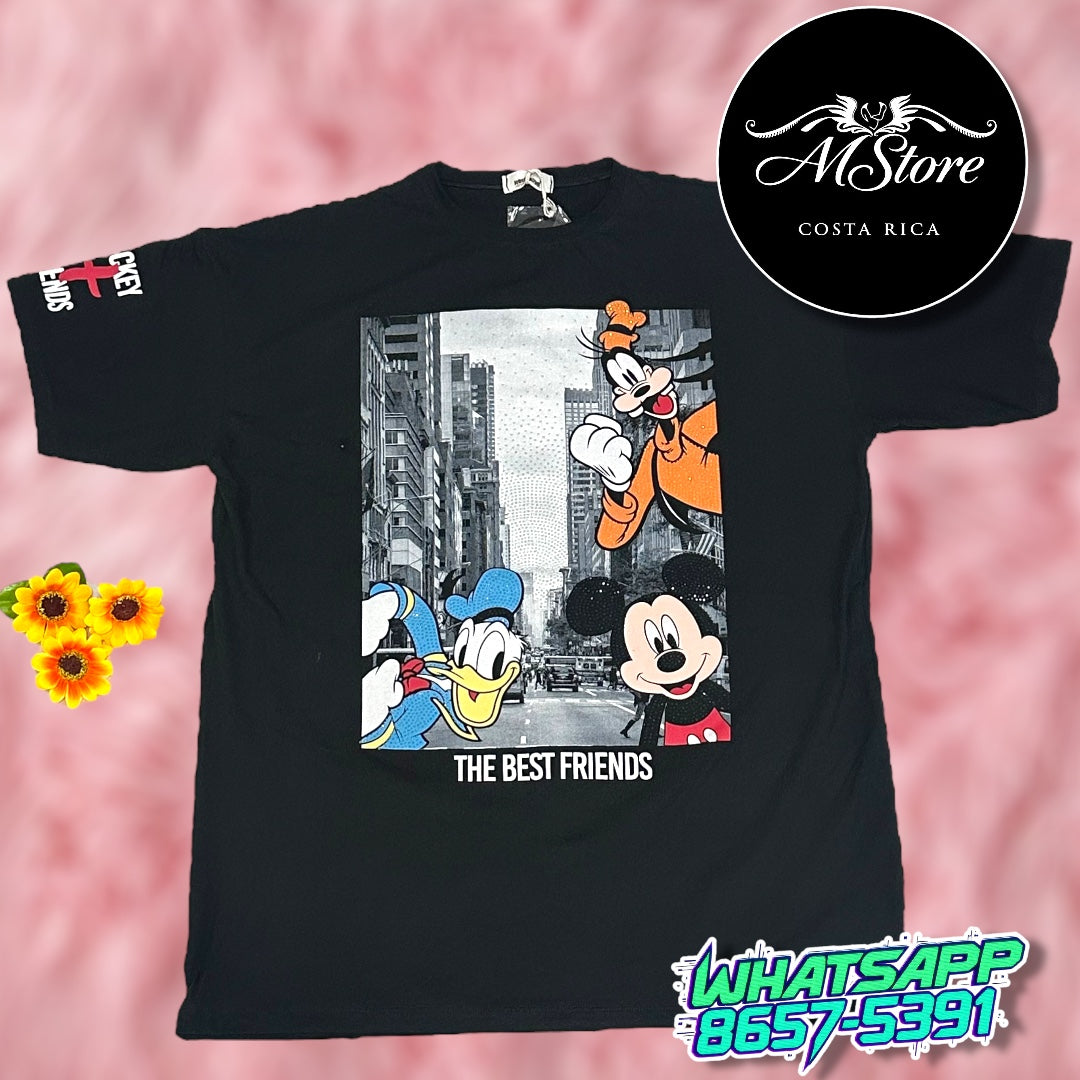 Blusón Oversize Guffy Mickey Cuadro Negro Tela Fría