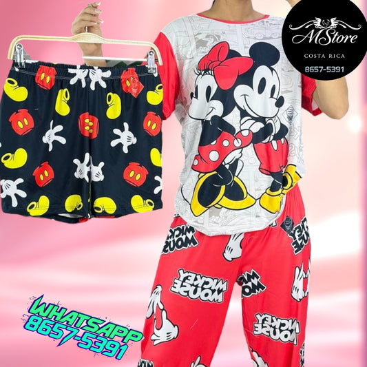 Pijama Plus Minnie Mickey Trio Rojo